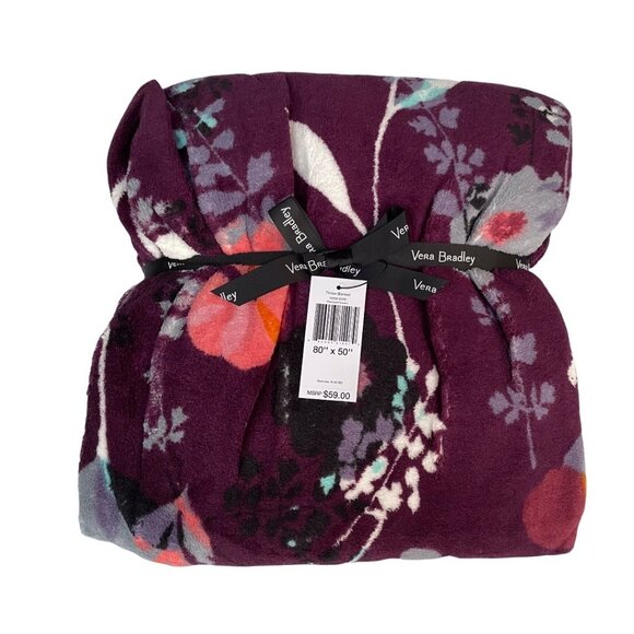 Vera Bradley Pressed Flowers Plush Throw Blanket - Picture 1 of 7